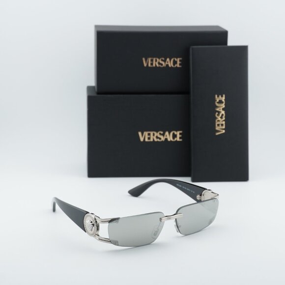 Versace VE2291 10016G Rectangle Sunglasses – Silver/Grey main image 7